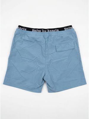 2. PALM ANGELS solid color swimwear with side logo Celeste