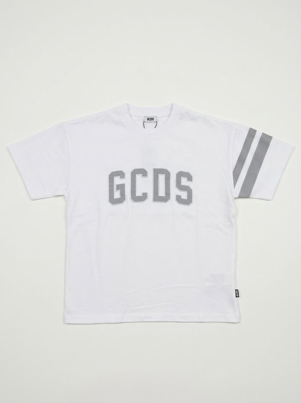 Half-sleeved T-shirt with central logo White GCDS