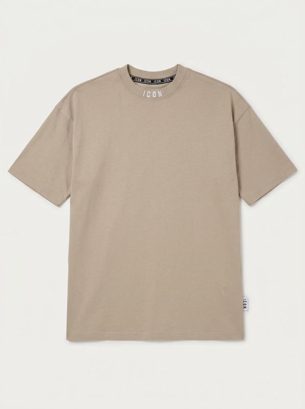 Solid color T-shirt with logo Beige Icon