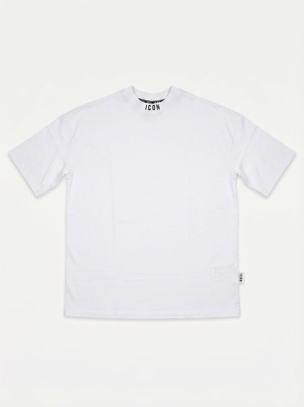 Solid color T-shirt with logo White Icon
