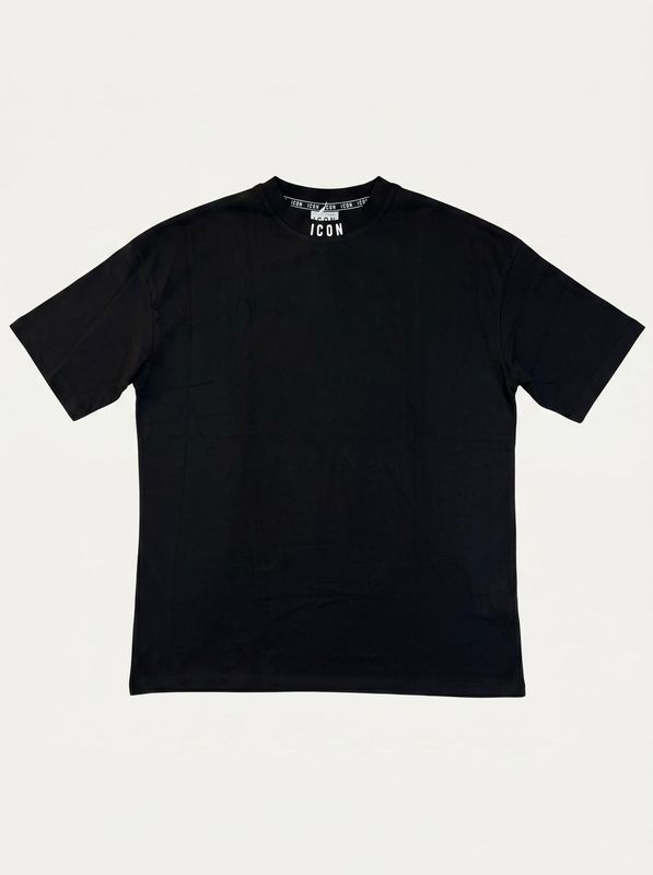Solid color T-shirt with logo Black-White Icon