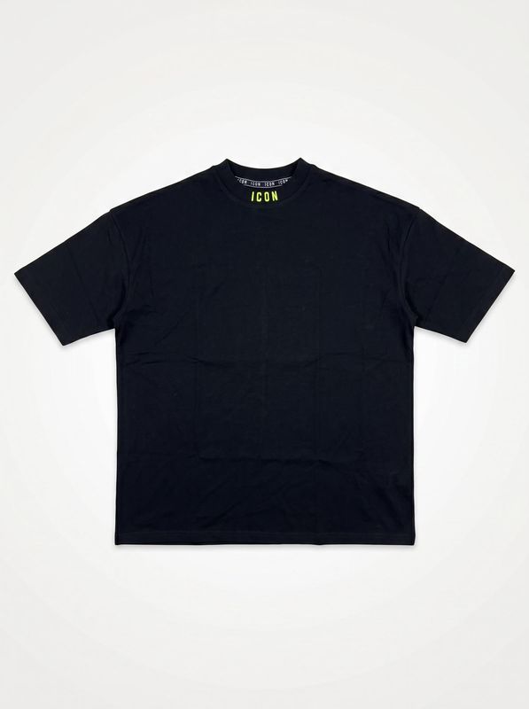 Solid color T-shirt with logo Black-Lime Icon