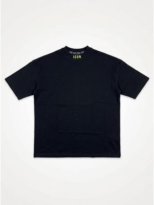 1. Solid color T-shirt with logo Black-Lime