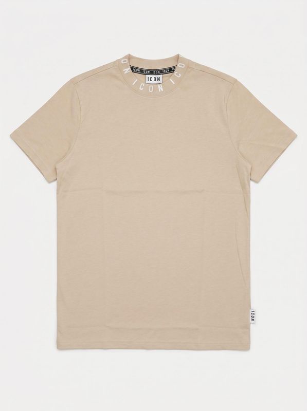 Solid color T-shirt with logo Beige Icon