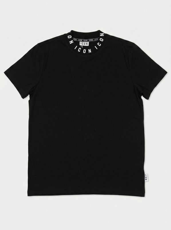 Solid color T-shirt with logo Black-White Icon