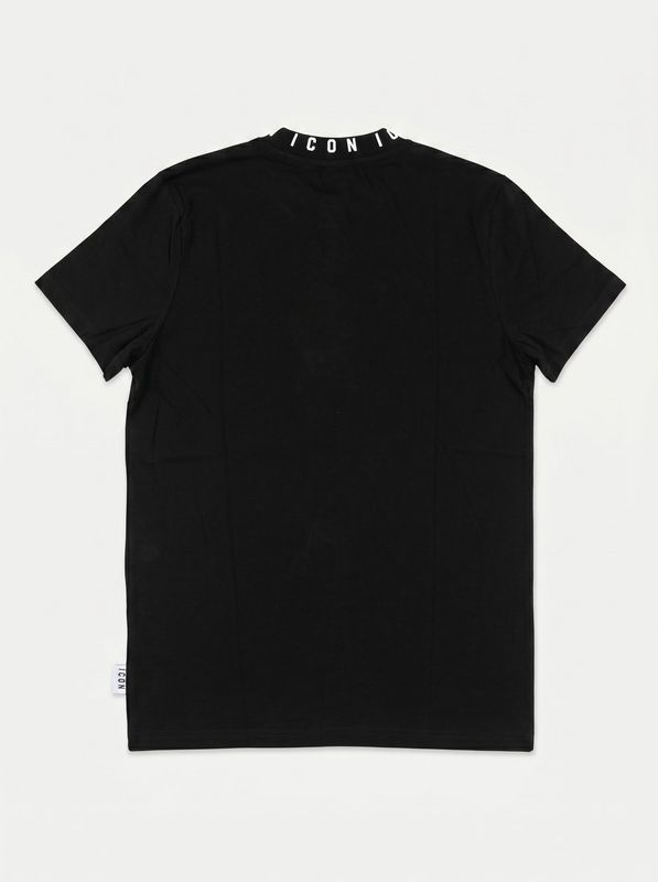 2. T-shirt tinta unita con logo Nero-Bianco Icon iut042