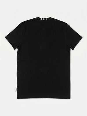 2. T-shirt tinta unita con logo Nero-Bianco