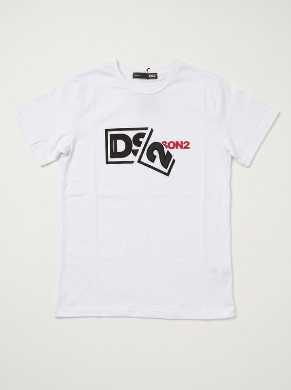 T-shirt tinta unita con logo centrale Bianco DS2