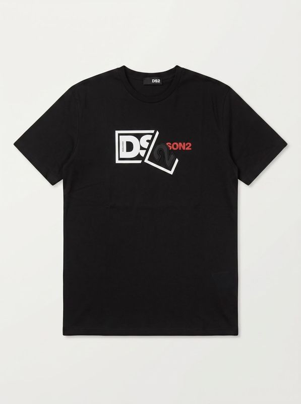 T-shirt tinta unita con logo centrale Nero DS2